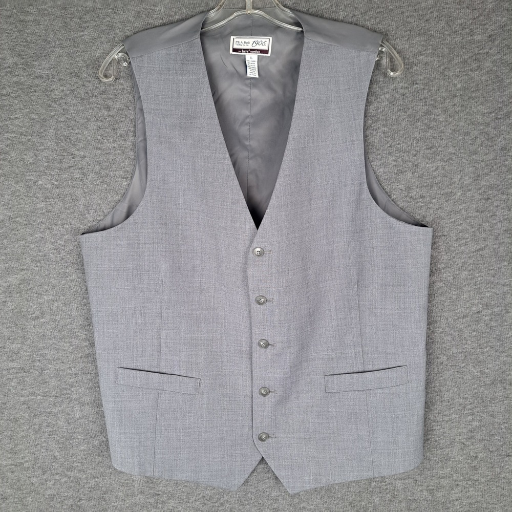 Jos. A. Bank Suit Vest Mens Large Grey 1905 brrr Comfort Wool Blend Waistcoat